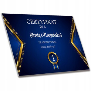 Certyfikat Dyplom Ukończenia Kursu PERSONALIZOWANY