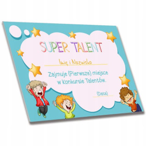 Personalizowany Dyplom Ukończenia Konkursu Talentu