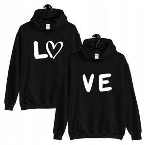 Zestaw 2xBLUZA Walentynki CZARNA kaptur M LOVE