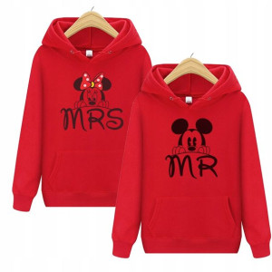 Zestaw 2xBLUZA Walentynki CZERWONA kaptur S MR MRS