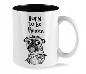 Kubek Biały Wnętrze CZARNE BORN TO BE PRINCESS 01