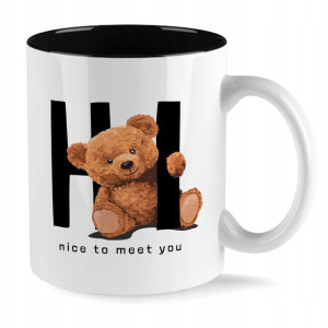 Kubek BIAŁY Wnętrze Czarne TEDDY TWOJE IMIĘ WZORY