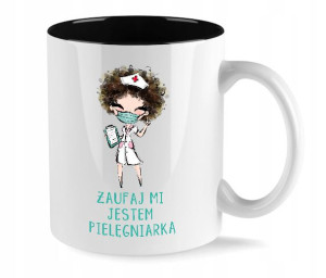 Kubek Biały Wnętrze CZARNE wzór PIELĘGNIARKI 15