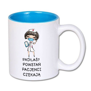 Kubek Biały Wnętrze NIEBIESKIE PIELĘGNIARKI 01