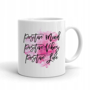 Kubek Biały z nadrukiem dla Kobiet POSITIVE MIND
