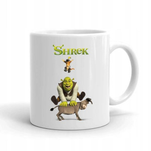 Kubek BIAŁY z nadrukiem na prezent SHREK OSIOŁ 02