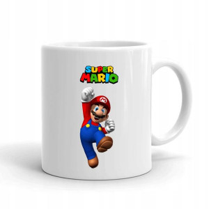 Kubek BIAŁY z nadrukiem na prezent super MARIO 01