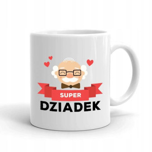 Kubek Biały z nadrukiem PREZENT dla SUPER DZIADKA