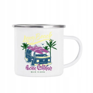 Kubek STALOWY Biały LONG BEACH KAMPER 01