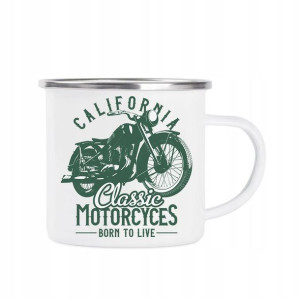 Kubek Stalowy Biały Motocyklisty Motorcykle 07