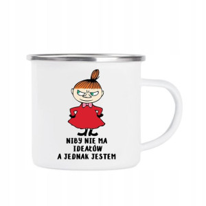 Kubek Stalowy BIAŁY nadruk wzór NIE MA IDEAŁÓW 01