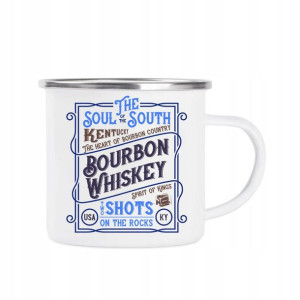 Kubek Stalowy Biały Wzór Whisky Whiskey 01