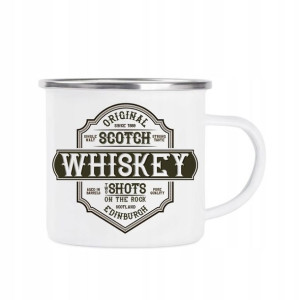 Kubek Stalowy Biały Wzór Whisky Whiskey 02