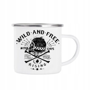 Kubek STALOWY Emaliowany Biały WILD AND FREE 01