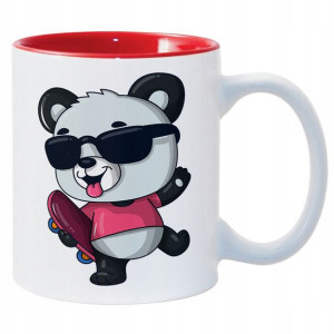 Kubek Wnętrze Czerwone nadruk na prezent PANDA 11
