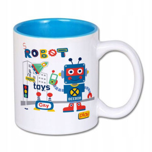 Kubek Wnętrze Niebieskie nadruk prezent ROBOT 02