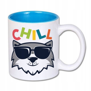 Kubek Wnętrze Niebieskie nadruk wzór CUTE CAT 04