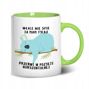 Kubek Wnętrze Ucho ZIELONE nadruk wzór KOALA 04