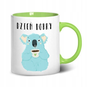 Kubek Wnętrze Ucho ZIELONE nadruk wzór KOALA 13