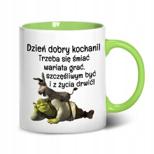 Kubek Wnętrze Ucho ZIELONE nadruk wzór SHREK 02