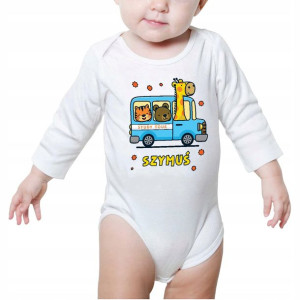 Body Dziecięce BIAŁE na prezent 68 AUTOBUS 1 IMIĘ