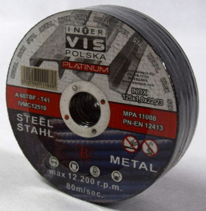 Tarcze do cięcia metalu stali 125x1.0mm, 10szt INTER-VIS
