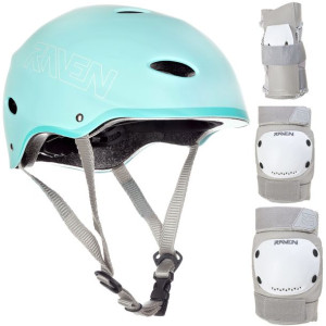 Zestaw RAVEN Kask F511 Mint S + Ochraniacze Grey S