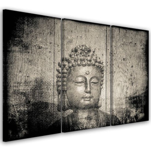 OBRAZ TRYPTYK Buddha Religia Azja Szary 60x30