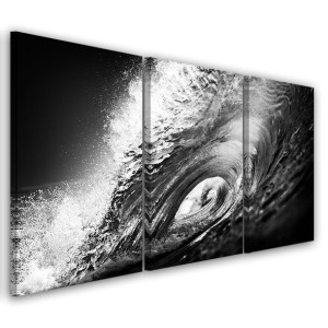 OBRAZ TRYPTYK Fale Morze B&W 90x60