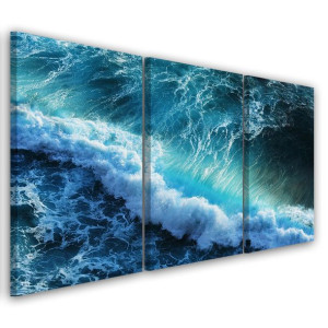 OBRAZ TRYPTYK Fale Niebieski 120x60