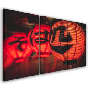 OBRAZ TRYPTYK Japonia Lampiony Napisy 60x40