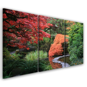 OBRAZ TRYPTYK Japonia Ogród Las 90x60