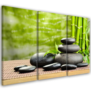 OBRAZ TRYPTYK Kamienie Bambus Zen Spa 120x60