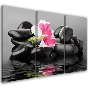 OBRAZ TRYPTYK Kamienie Kwiaty Zen Spa 120x80
