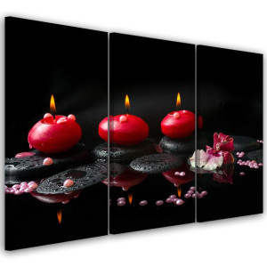 OBRAZ TRYPTYK Kamienie Świece Zen Spa 120x80