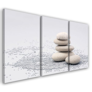 OBRAZ TRYPTYK Kamienie Zen Beżowy 120x60