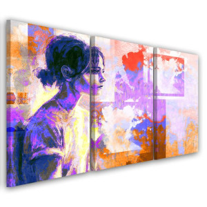 OBRAZ TRYPTYK Kobieta Abstrakcja 60x30
