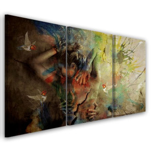 OBRAZ TRYPTYK Kobieta Malarstwo 120x60