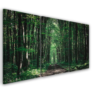 OBRAZ TRYPTYK Las Zielony Natura 90x60