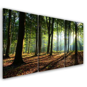 OBRAZ TRYPTYK Las Zielony Natura 90x60