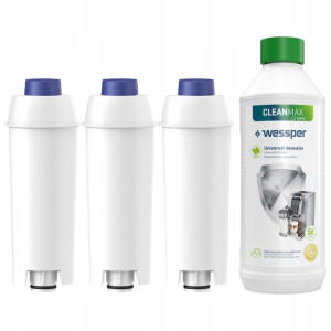 3x Filtr Wody + Odkamieniacz 500ml Do Delonghi