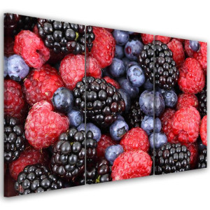 OBRAZ TRYPTYK Maliny Owoce 120x60