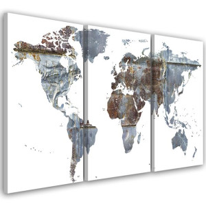 OBRAZ TRYPTYK Mapa Świata 120x60