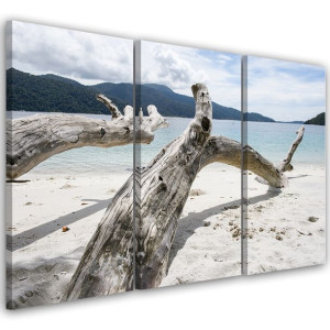 OBRAZ TRYPTYK Morze Plaża Drzewo 60x30