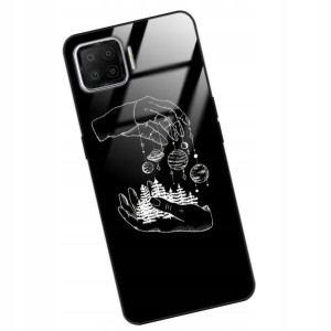 Etui GLASS do OPPO F17 Case KOSMOS Księżyc Wzory