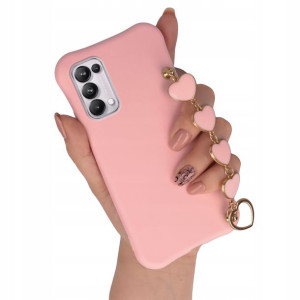Etui Matowe Do Oppo Reno 5 Pro 5g Róż Z Łańcuszek