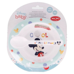 Mickey Mouse - Zestaw do mikrofali (miska z łyżeczką)