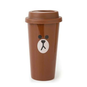Line Friends - Kubek podróżny 450 ml miś BROWN