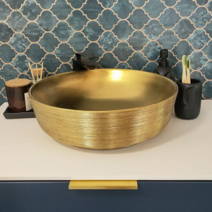 Umywalka nablatowa okrągła 42 cm MAVA GOLD MASSI