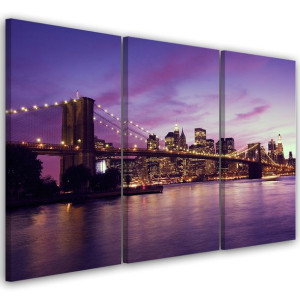 OBRAZ TRYPTYK New York Most Brookliński 60x30
